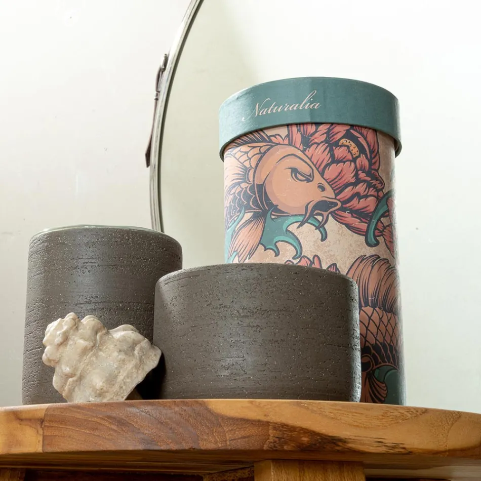 Grønt badeværelsestilbehør i ildfast ler lavet i Italien - Antonella Viadurini