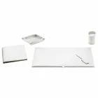 Skrivebordstilbehør i regenereret læder 5 stykker fremstillet i Italien - Aristoteles Viadurini