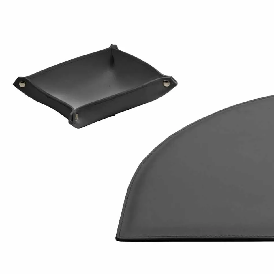 Skrivebordstilbehør i regenereret læder 4 stykker fremstillet i Italien - Medea Viadurini