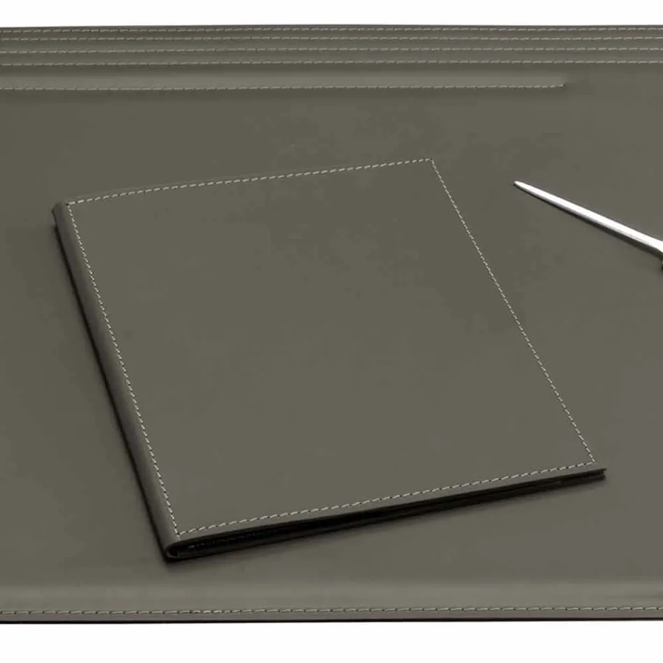 Skrivebordstilbehør i regenereret læder 5 stykker fremstillet i Italien - Ebe Viadurini