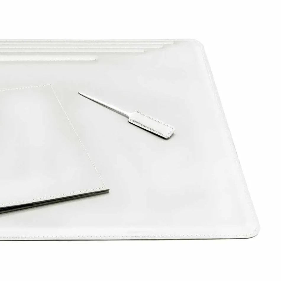 Skrivebordstilbehør i regenereret læder 5 stykker fremstillet i Italien - Ebe Viadurini