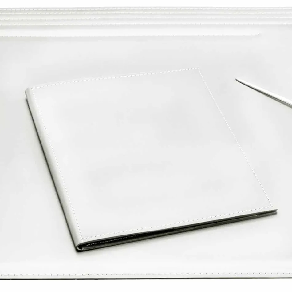 Skrivebordstilbehør i regenereret læder 5 stykker fremstillet i Italien - Ebe Viadurini