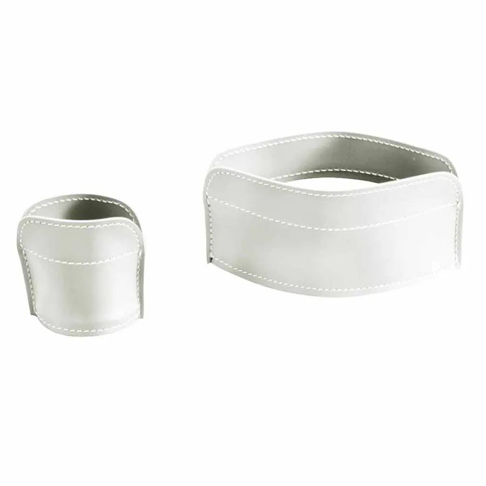 Skrivebordstilbehør i regenereret læder 5 stykker fremstillet i Italien - Ebe Viadurini