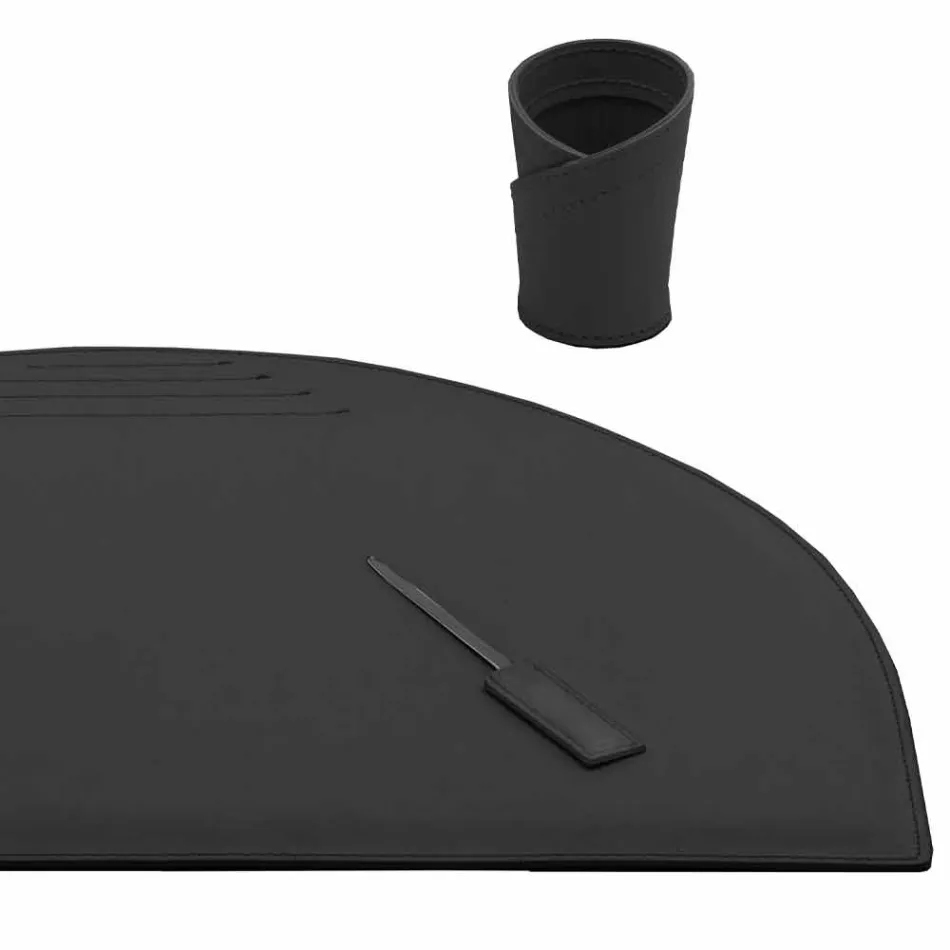 Skrivebordstilbehør i regenereret læder 5 stykker fremstillet i Italien - Medea Viadurini