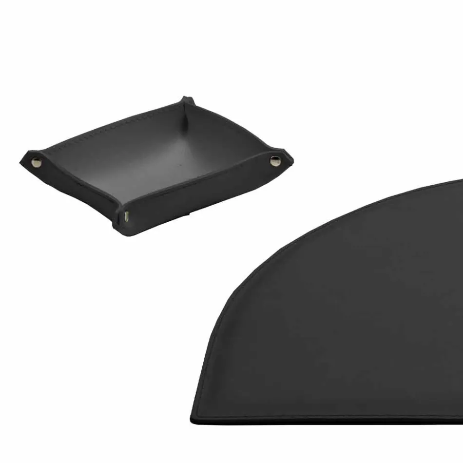 Skrivebordstilbehør i regenereret læder 5 stykker fremstillet i Italien - Medea Viadurini