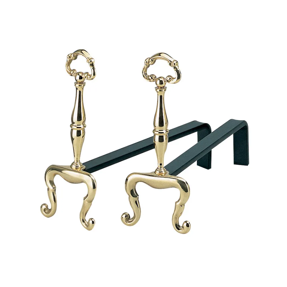 Pejs Andirons Højde 32 cm i Messing Made in Italy - Panda Viadurini