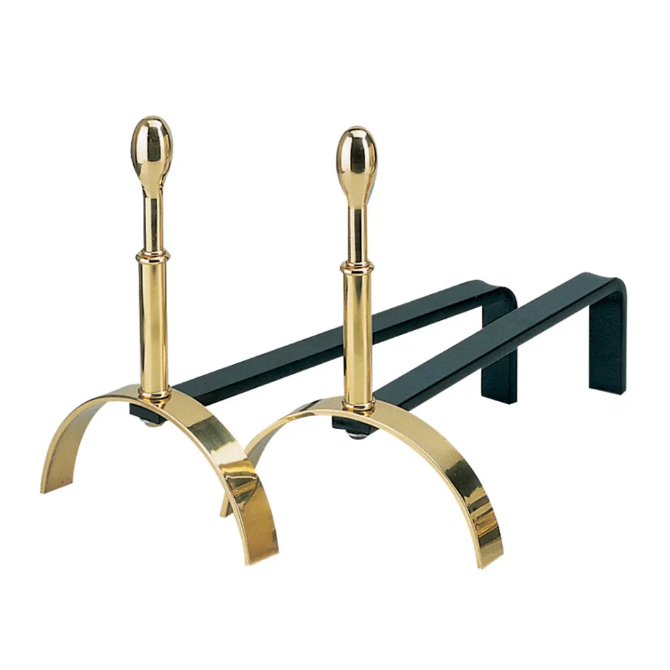 Messing Pejs Andirons Højde 30 cm Made in Italy - Wolf Viadurini