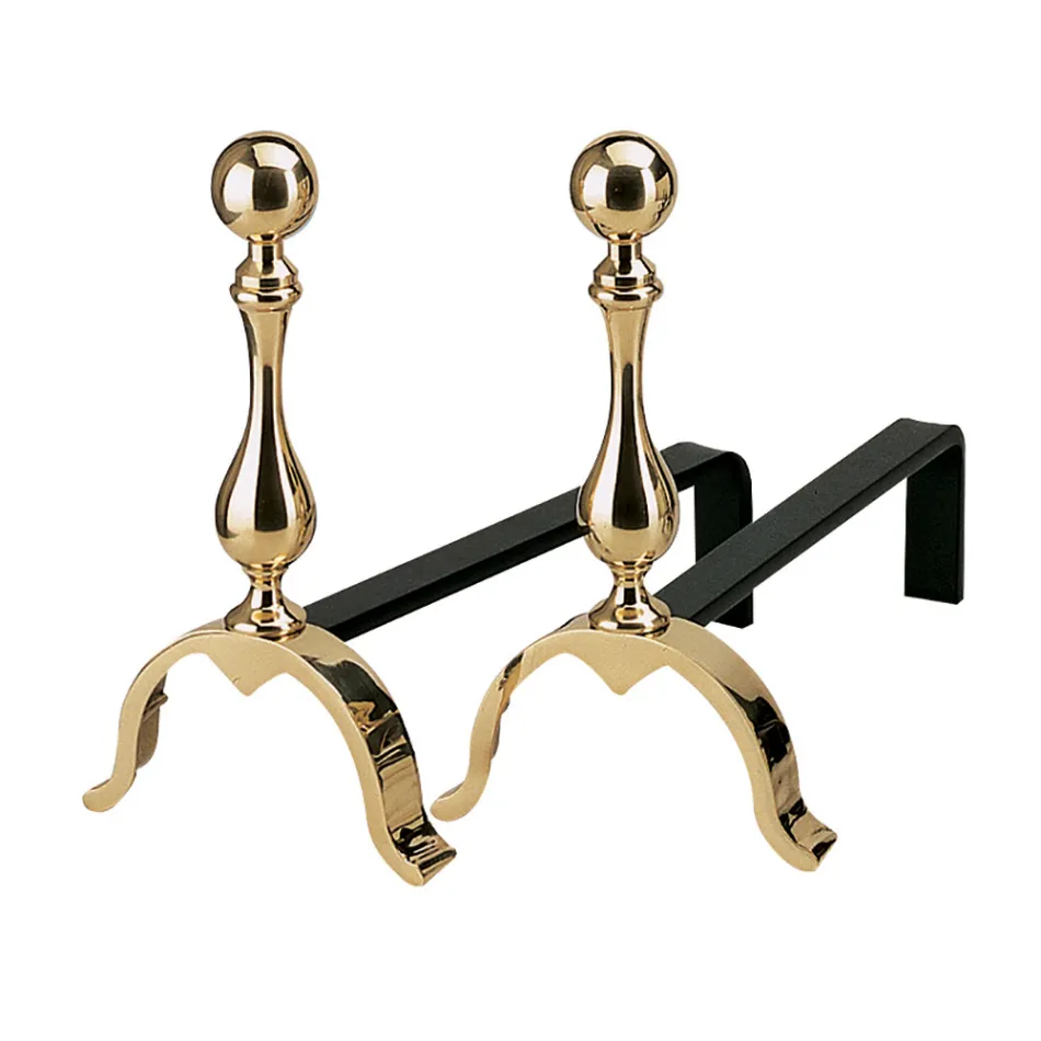 Messing Pejs Andirons Højde 32 cm Made in Italy - Bear Viadurini