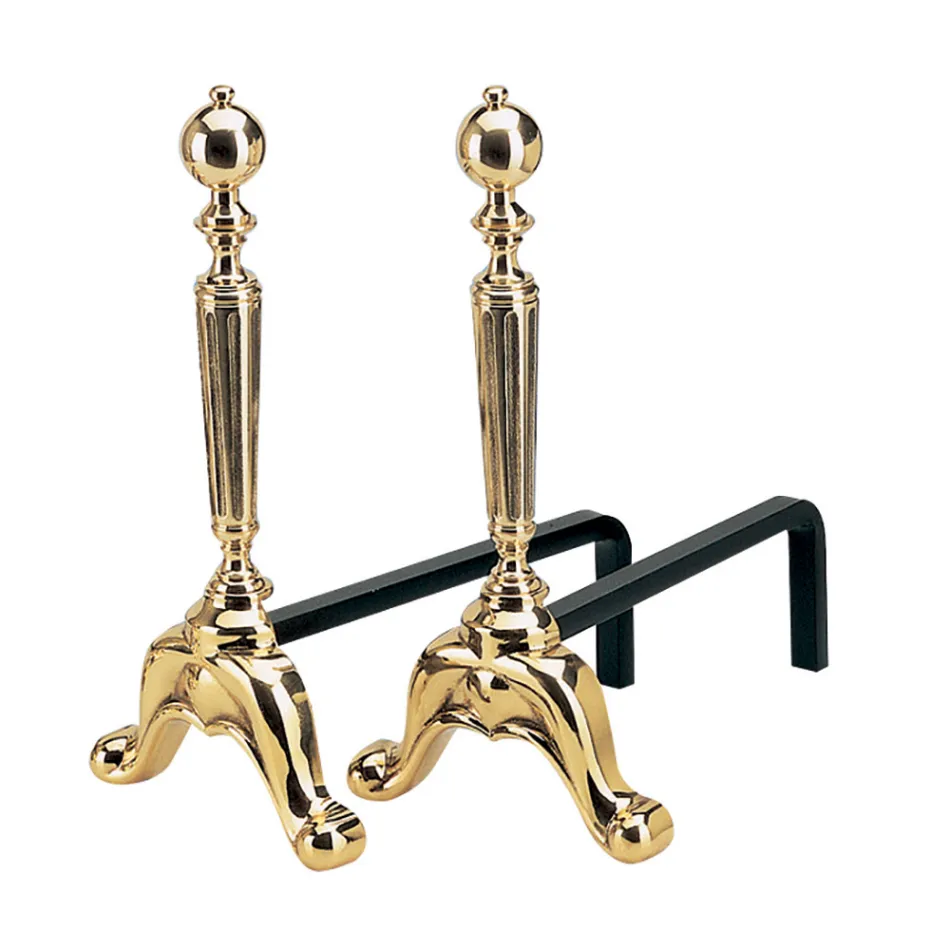 Messing Pejs Andirons Højde 39 cm Made in Italy - Fox Viadurini