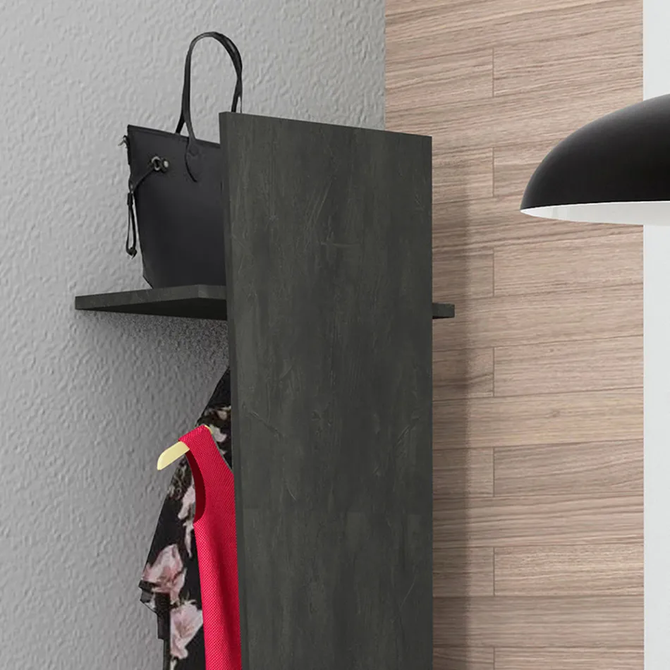 Design entré knagerække i hvidt træ, skifer eller beton - Fjona Viadurini