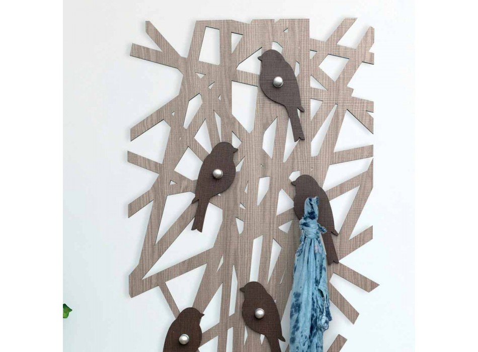 Vægfrakke i farvet træ med et moderne design - Alberuccell Viadurini