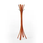 Moderne design sort stål frakkebøjle dækket af læder - natur Viadurini