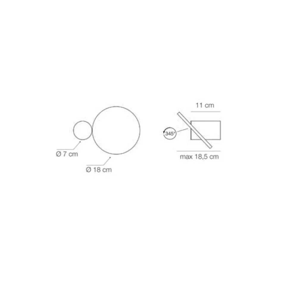 345° roterende metalvæglampe fremstillet i Italien - Lumi Viadurini