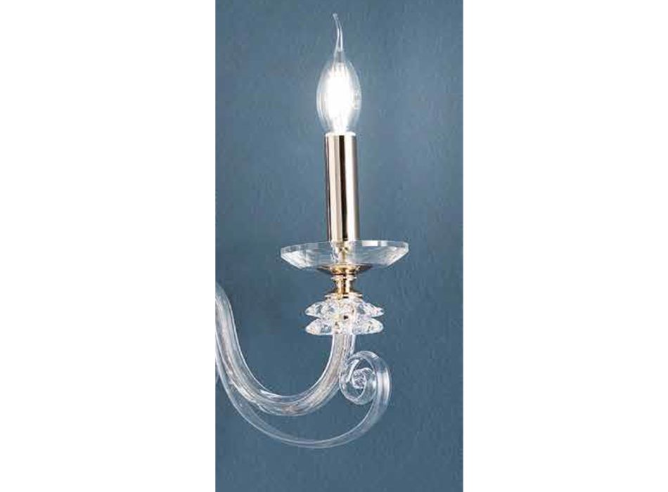 2 lys væglampe i blæst glas og klassisk luksus optisk krystal - Cassea Viadurini