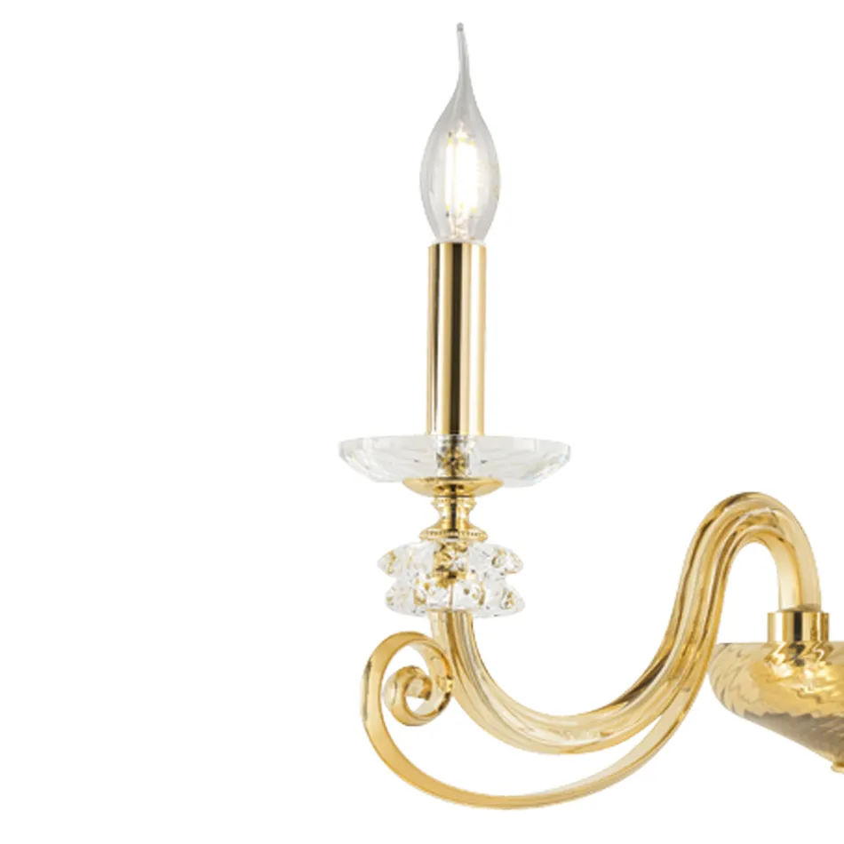 3 lys væglampe blæst glas og klassisk luksus optisk krystal - Cassea Viadurini