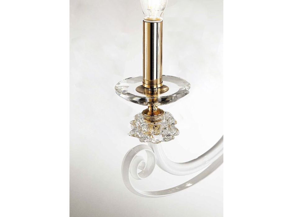 3 lys væglampe i blæst glas og klassisk luksus optisk krystal - Cassea Viadurini