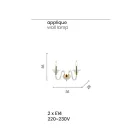 2 lys væglampe i italiensk håndværksglas klassisk stil - Mindful Viadurini