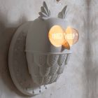 Væglampe 2 lys i mat hvid keramik ugle ugle - ugle Viadurini