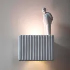 Væglampe med 3 LED-lys i mat hvid keramik med Umarell - Ometto Viadurini