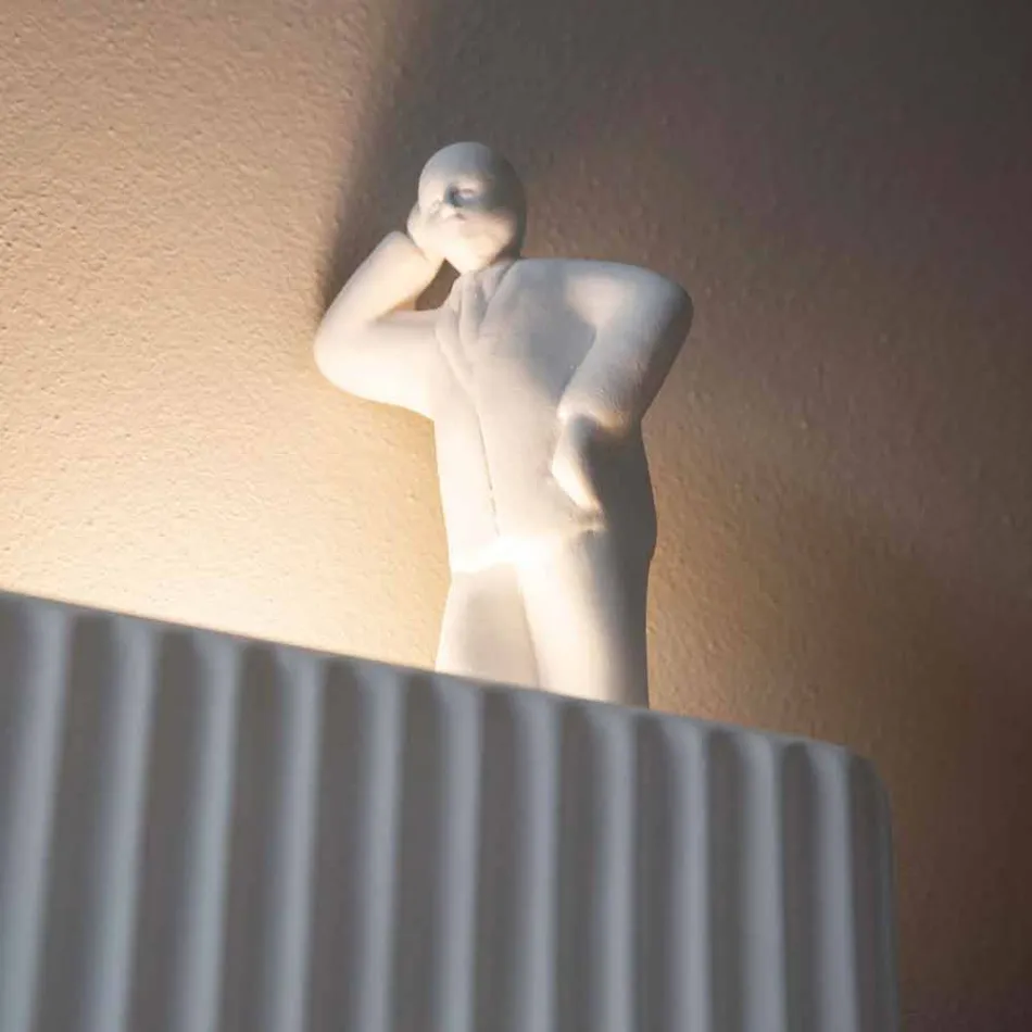 Væglampe med 3 LED-lys i mat hvid keramik med Umarell - Ometto Viadurini