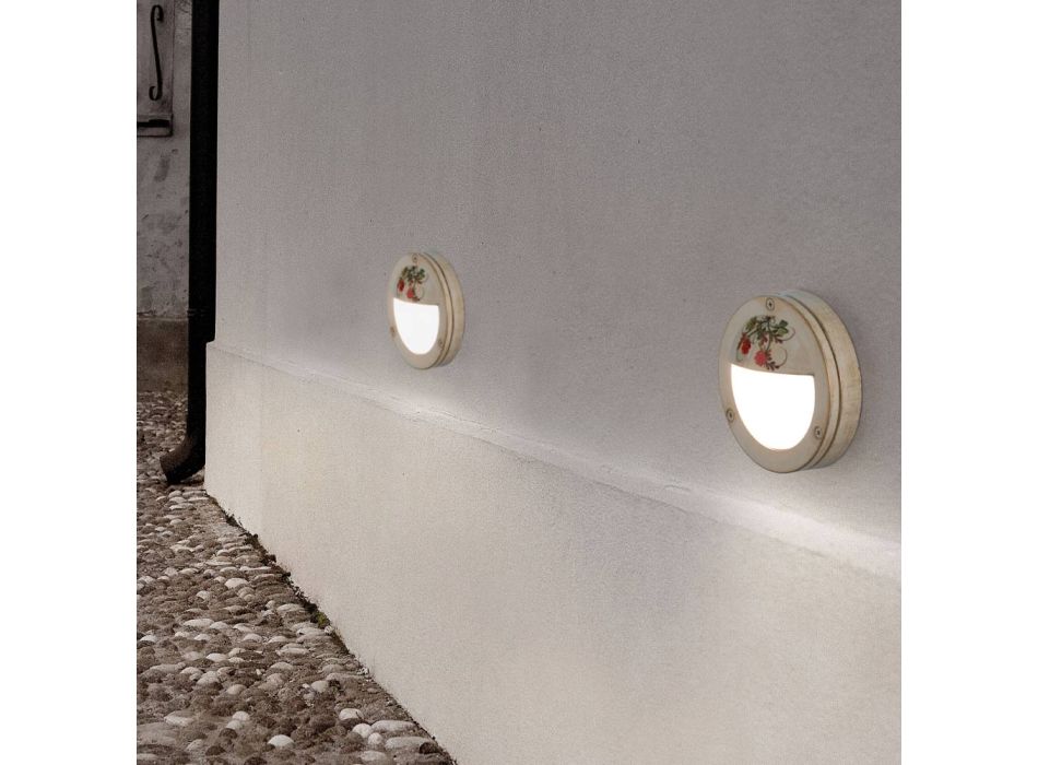 Udendørs rund væglampe i håndmalet aluminium - Brindisi Viadurini