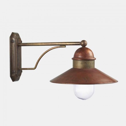 Vintage udendørs væglampe i messing, kobber og glas - Borgo af Il Fanale Viadurini