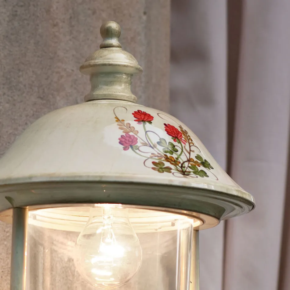 Væglampe i aluminium med håndmalede blomster - Bari Viadurini