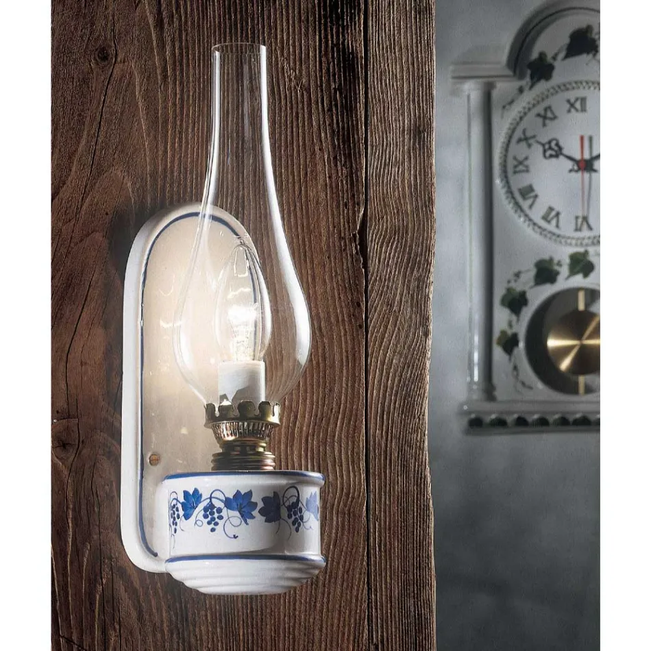 Vintage design keramisk væglampe med håndmalet dekoration - Pompeji Viadurini