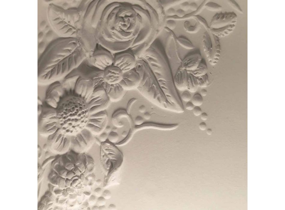 Vægapplikation i mathvidt keramisk design med dekorative blomster - Fluxo Viadurini