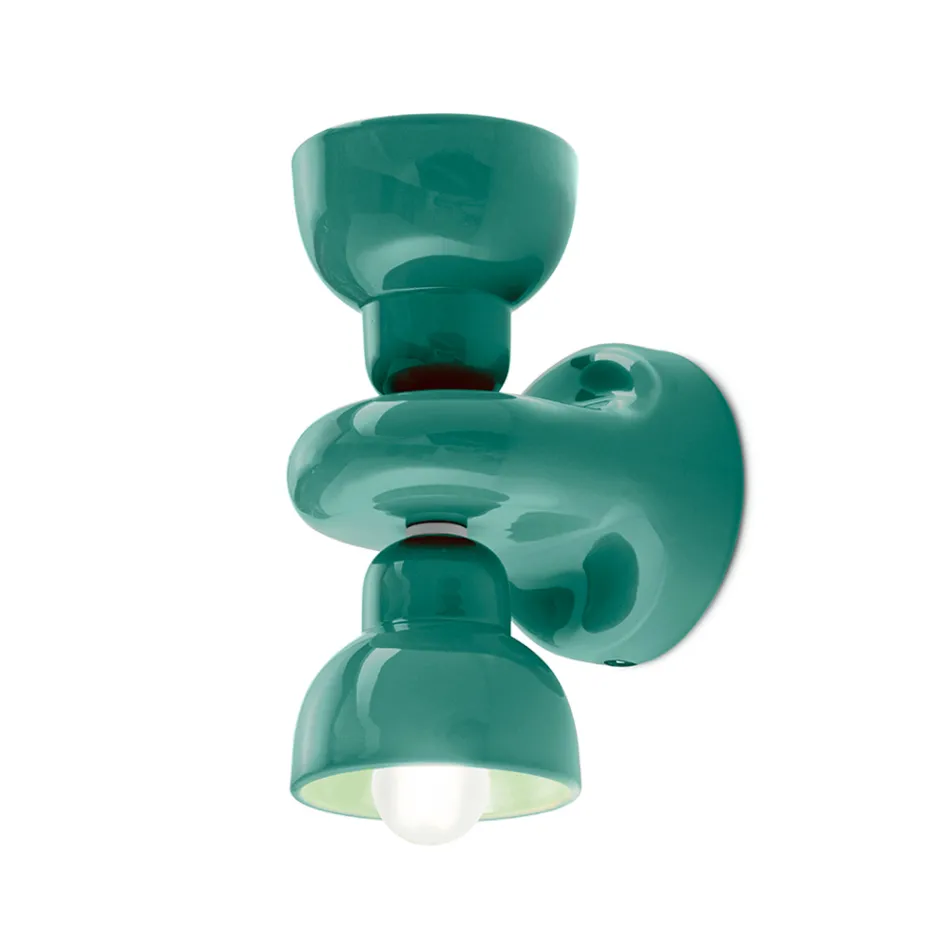 Keramisk væglampe med 2 lys lavet i Italien - Berimbau Viadurini