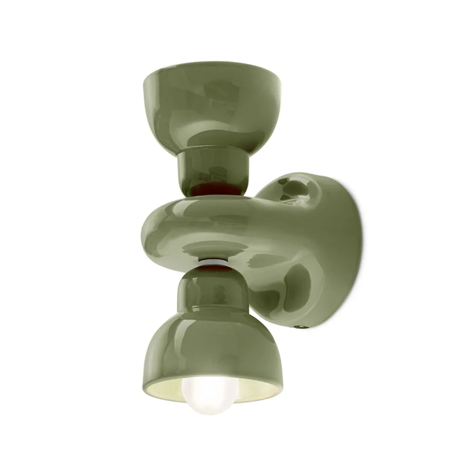 Keramisk væglampe med 2 lys lavet i Italien - Berimbau Viadurini