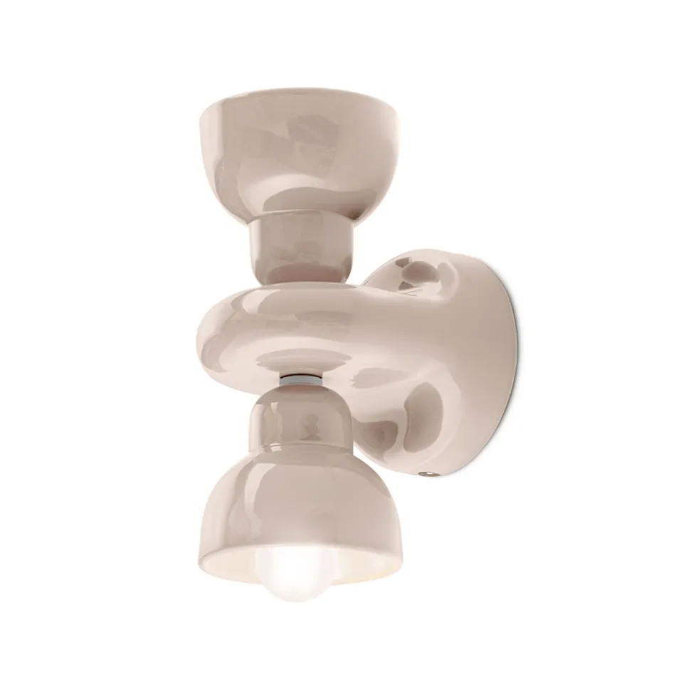 Keramisk væglampe med 2 lys lavet i Italien - Berimbau Viadurini