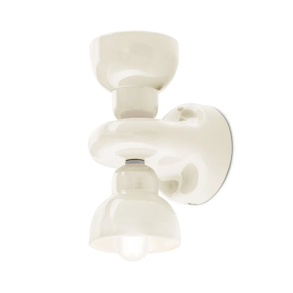 Keramisk væglampe med 2 lys lavet i Italien - Berimbau Viadurini