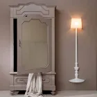 Højvægsapplikation i hvid keramik og lampeskærm i linnedesign - Cadabra Viadurini