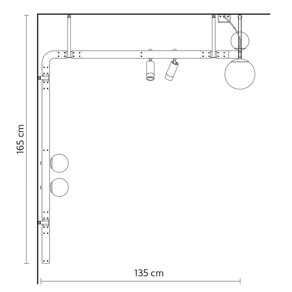 Design væglampe i sort aluminium med kugler og spots - Exodus Viadurini