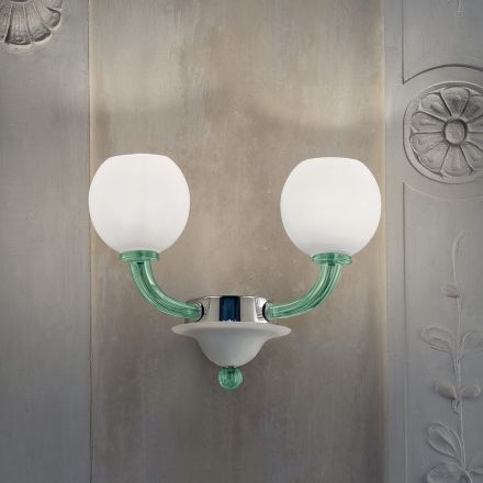 Håndlavet væglampe i Venedig glas og metal Fremstillet i Italien - Alison Viadurini