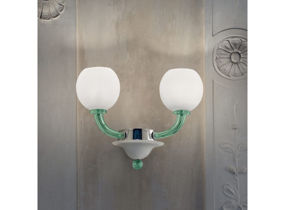 Håndlavet væglampe i Venedig glas og metal Fremstillet i Italien - Alison Viadurini