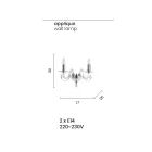 Klassisk væglampe 2 lys i hvidt glas Håndlavet i Italien - Malaysia Viadurini