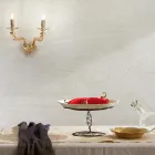 Klassisk væglampe 2 lys i håndlavet Rigaton glas og metal - Fievole Viadurini