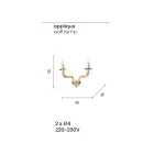 Klassisk væglampe 2 lys i håndlavet Rigaton glas og metal - Fievole Viadurini