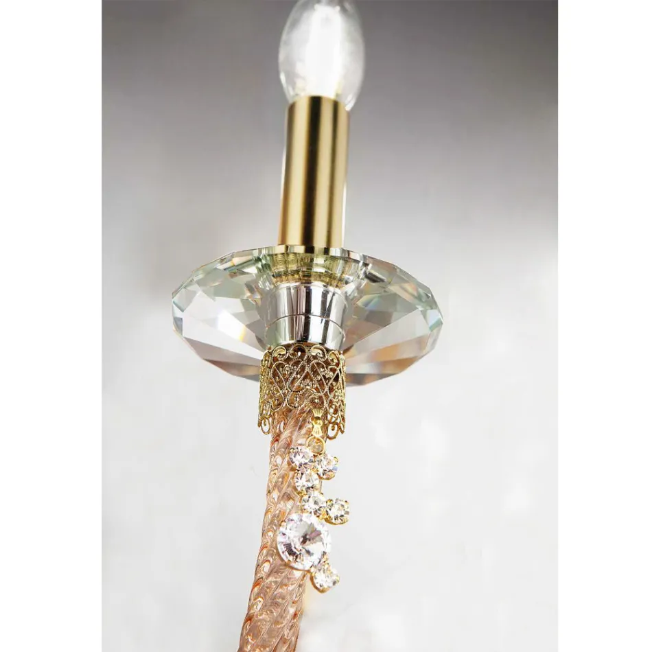 Klassisk væglampe 2 lys i blæst glas og håndlavede detaljer - Phaedra Viadurini