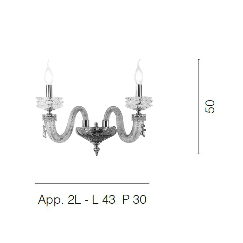 Klassisk væglampe 2 lys håndlavet luksusglas lavet i Italien - saltvand Viadurini