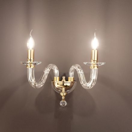 Klassisk væglampe 2 lys italiensk håndlavet glas og metal - Rapallo Viadurini