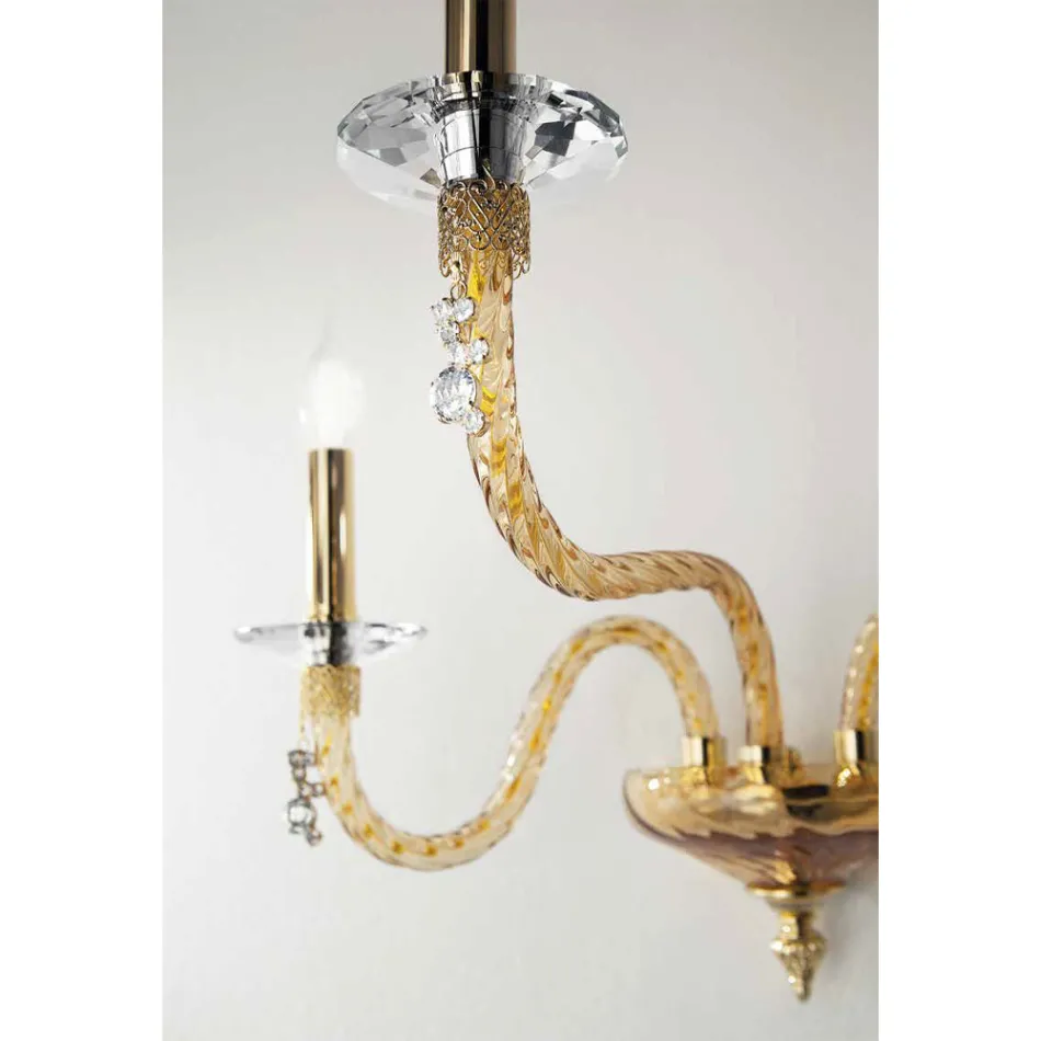 Klassisk væglampe 3 lys i blæst glas og håndlavede detaljer - Phaedra Viadurini