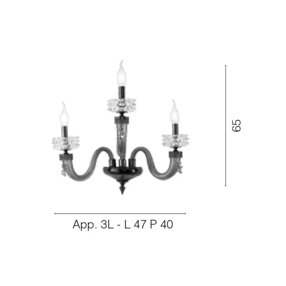 Klassisk væglampe 3 lys håndlavet luksusglas lavet i Italien - saltvand Viadurini