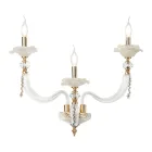 Klassisk væglampe 3 lys blæst glas og blomsterdetaljer - Bluminda Viadurini