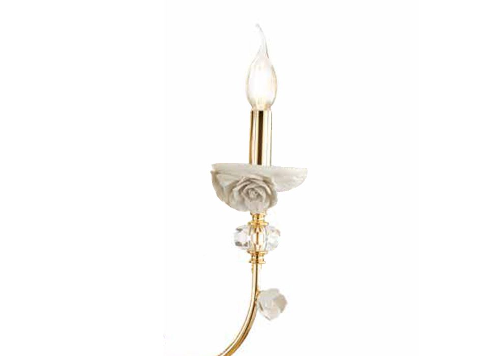 Klassisk væglampe 6 lys i porcelæn og luksus blæst glas - Eteria Viadurini