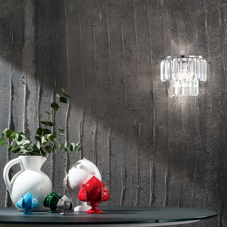 Klassisk applikation i guld eller sølv metal og krystal vedhæng - Jerome Viadurini