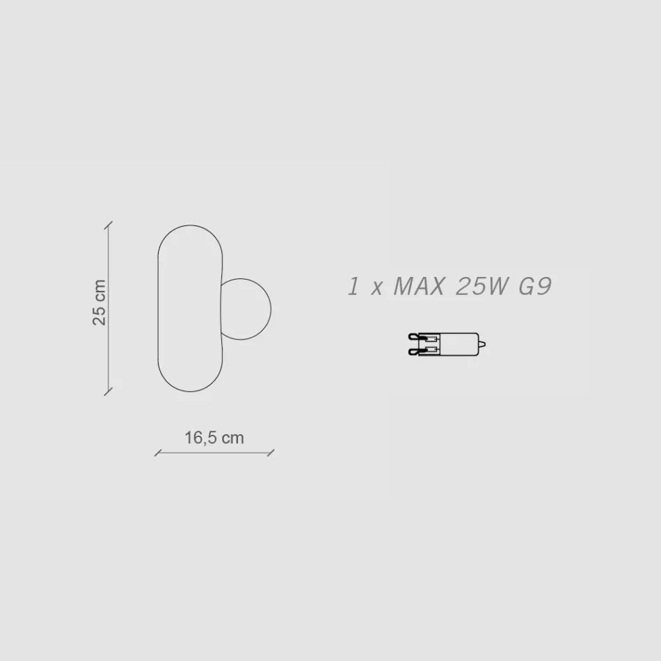 Væglampe med opaline glas diffuser Made in Italy - Bumbum Viadurini