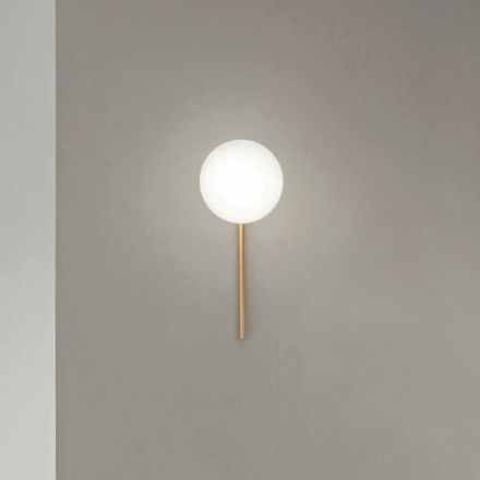 Væglampe med LED i guldmalet metal og blæst glas - Ailanto Viadurini
